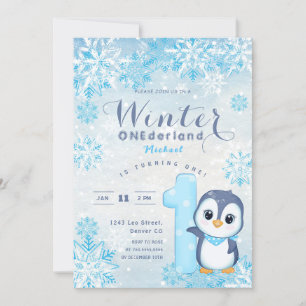 Winter Onederland Snowflakes Blue Boy 1er annivers