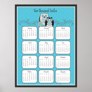 Winter Owls 2012 Calendar Poster