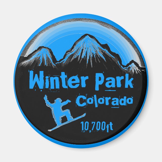 Winter Park Colorado bleu snowboard aimant (Devant)
