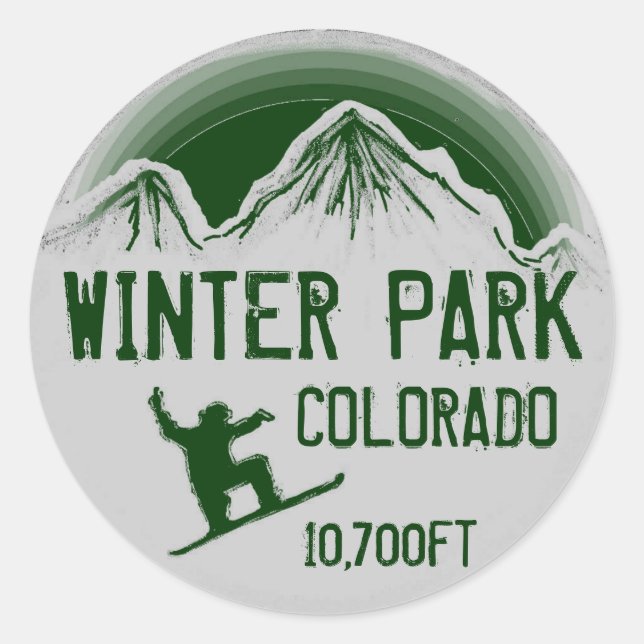 Winter Park Colorado Green snowboard stickers art (Devant)