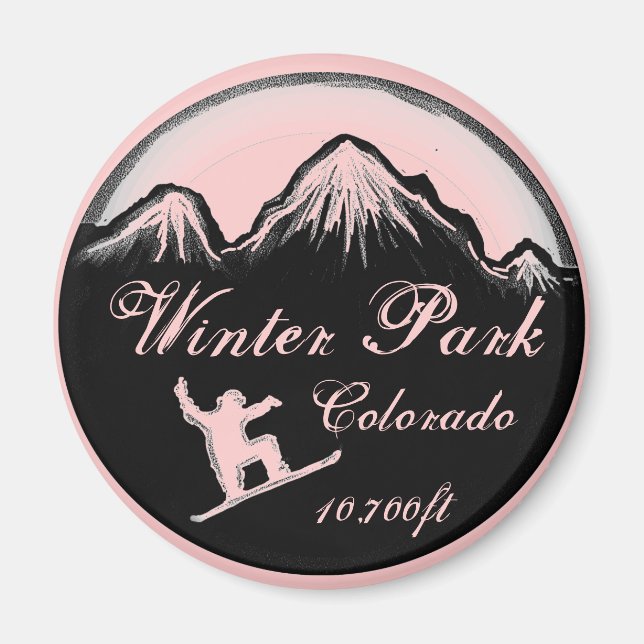 Winter Park Colorado rose snowboard aimant (Devant)