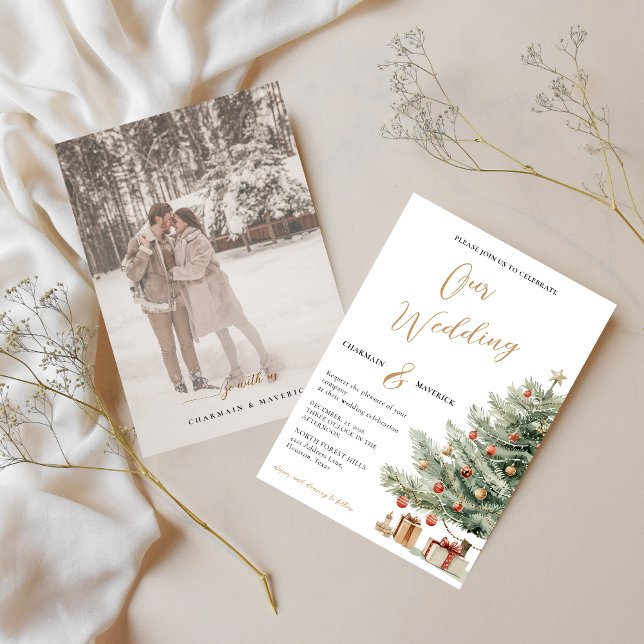 Winter Photo Wedding Holiday Invitation (Créateur téléchargé)