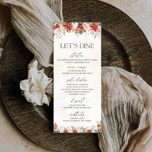 Winter Red Greenery Pinecone Menu Mariage