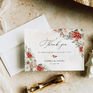 Winter Red Pinecone Mariage Merci Cartes