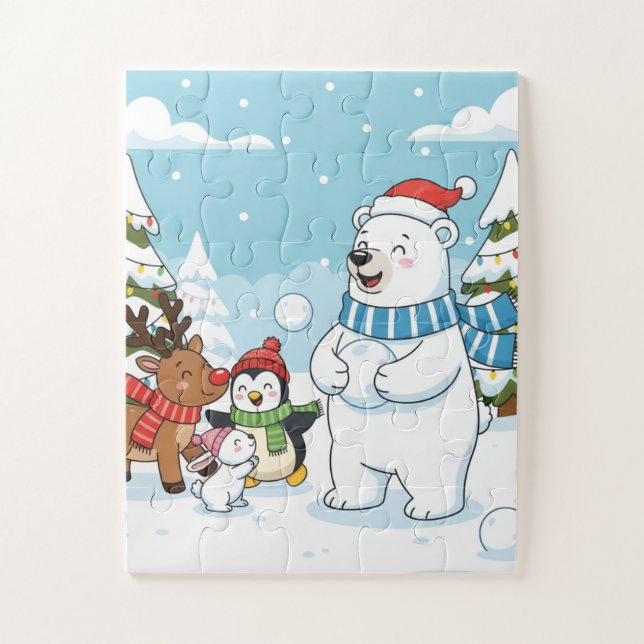 Winter Snowball Friends Kids Puzzle (Vertical)