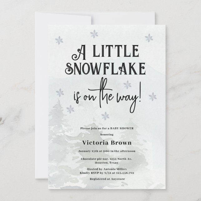 Winter Snowflakes Baby Shower Invitation (Devant)