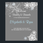 Winter, Snowflakes, Custom Wedding Welcome Poster<br><div class="desc">Elegant gray background with pretty snowflakes. Elegant poster to place at the entrance of your reception, or select a smaller size to place on each table. Create your own Welcome sign for your family and friends by personalizing text and font. Add a little glits and glam by dabbing white glue...</div>
