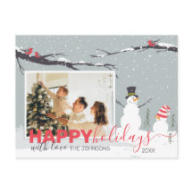 Winter Snowman heureux vacances famille carte de v