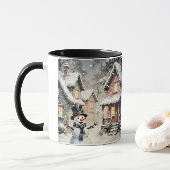 Winter Snowy Scene Mug (Avec donut)