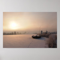 Winter sunrise in the Netherlands poster