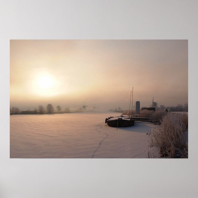 Winter sunrise in the Netherlands poster (Devant)