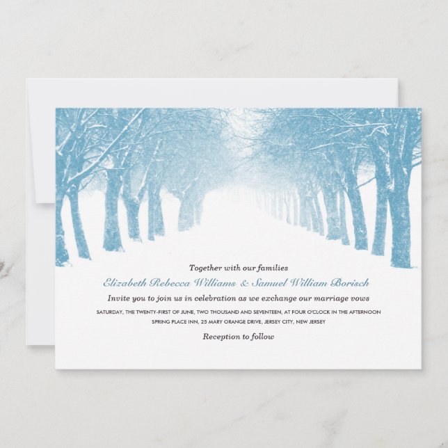 Winter Trees Avenue Mariage horizontal Invitation (Devant)