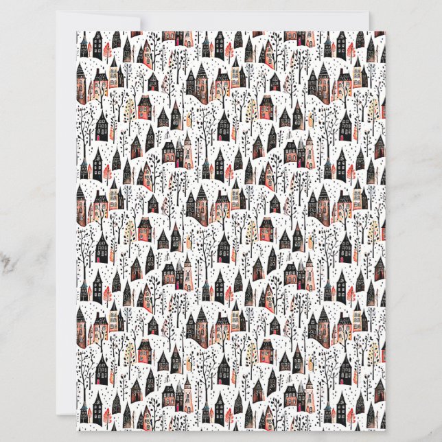 Winter villages pattern christmas craft paper (Devant)