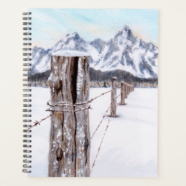 Winter watercolor mountain art planner (Devant)