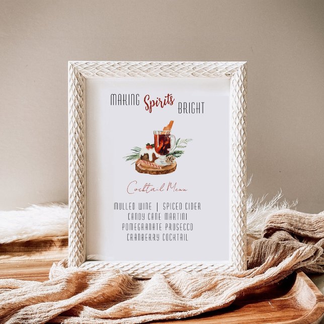 Winter Wedding Cocktail Bar Menu Party Sign (Créateur téléchargé)