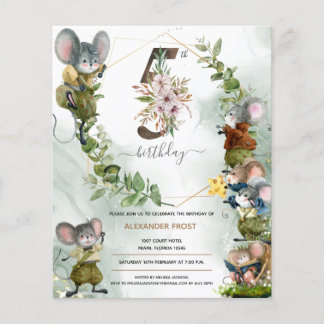 Winter Wild Mice 5e Anniversaire Fête Invitation