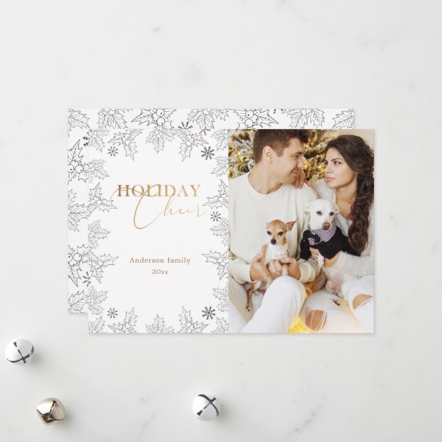 Winter Wonder Photo Gold Calligraphy Carte de vaca (Devant/Arrière en situation)