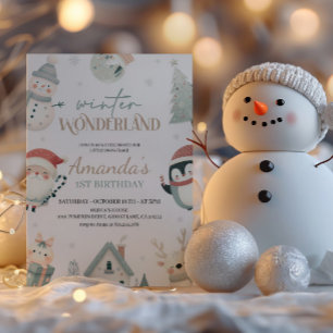 Winter Wonderland 1er Anniversaire Invitation