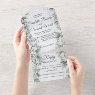 Winter Wonderland All in One Wedding Invitation