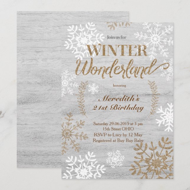 Winter Wonderland Anniversaire Invitation (Devant / Derrière)