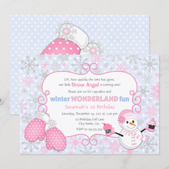 Winter Wonderland Anniversaire Invitation (Devant / Derrière)