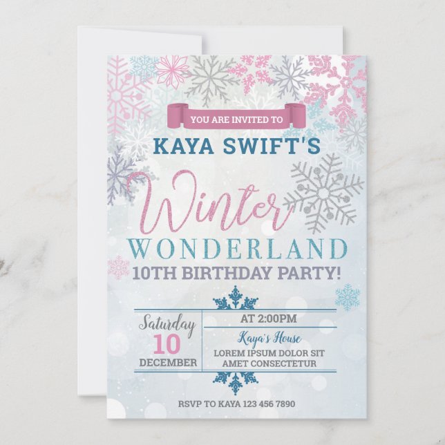 Winter Wonderland Anniversaire Invitation (Devant)
