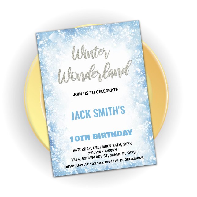Winter Wonderland Anniversaire Invitations Blue Cl (Winter Wonderland Birthday Invitations Blue Cloud)
