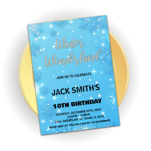 Winter Wonderland Anniversaire Invitations Blue Si