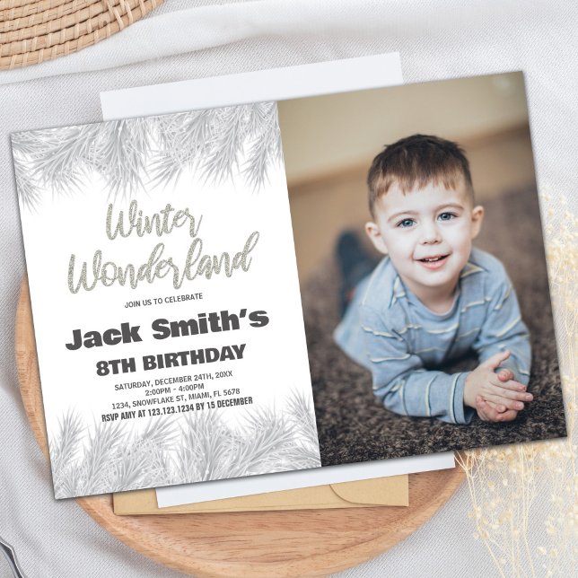 Winter Wonderland Anniversaire Invitations Pine Ph (Winter Wonderland Birthday Invitations Pine Photo)