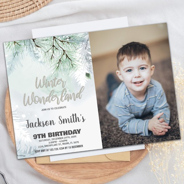 Winter Wonderland Anniversaire Invitations Pine Ph (Winter Wonderland Birthday Invitations Pine Photo)
