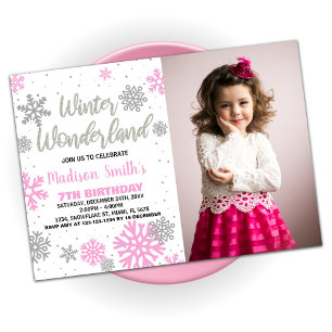 Winter Wonderland Anniversaire Invitations Pink Ph