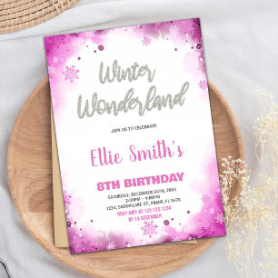 Winter Wonderland Anniversaire Invitations rose