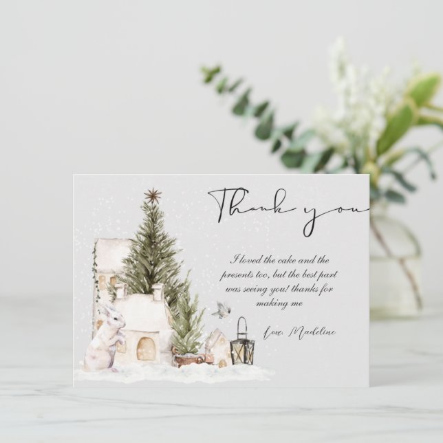 Winter Wonderland Baby shower Carte de remerciemen (Debout devant)