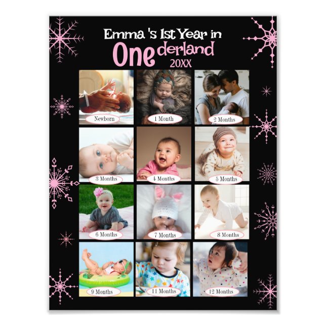 Winter Wonderland Baby's 1st Year Photo Collage (Devant)