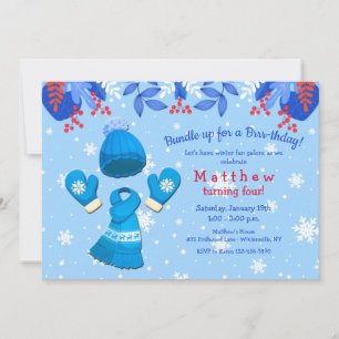 Winter Wonderland Blue Anniversaire Invitation