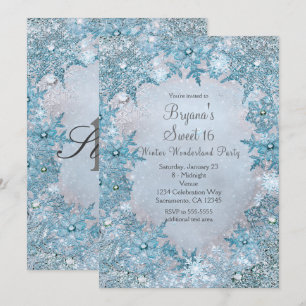 Winter Wonderland Blue Snowflakes Invitation