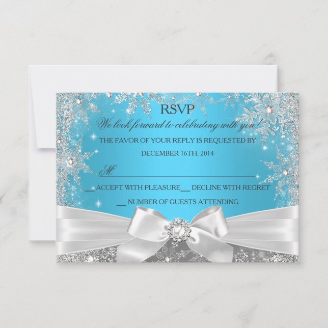 Winter Wonderland Blue Sweet 16 RSVP (Devant)