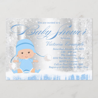 Winter Wonderland Boy Baby shower Invitation