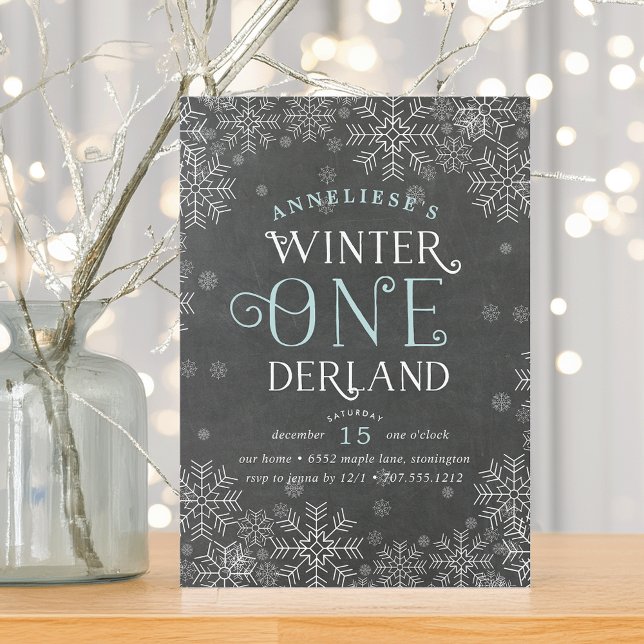 Winter Wonderland Chalkboard Premier Invitation d' (Créateur téléchargé)