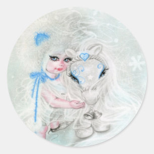 Winter Wonderland Chibi Girl Pony autocollant