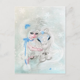 Winter Wonderland Chibi Girl Pony carte postale