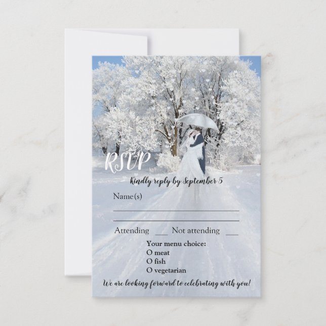 Winter Wonderland Dream Wedding Carte RSVP (Devant)