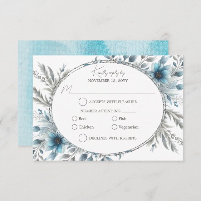 Winter Wonderland Floral RSVP (Devant / Derrière)