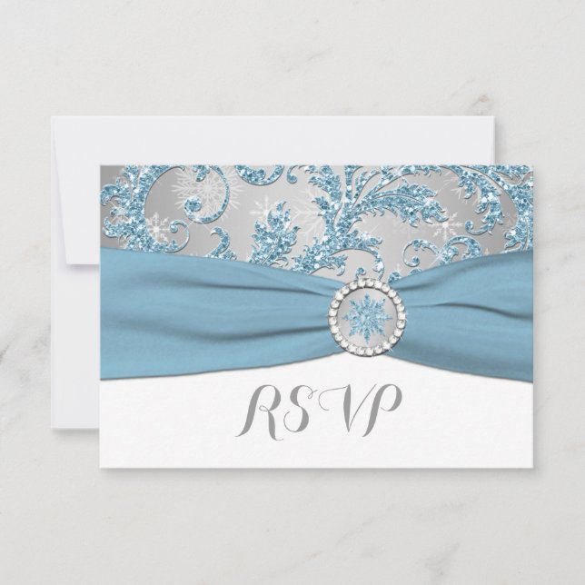 Winter Wonderland, IMPRIMÉ BUCKLE Wedding RSVP 4 (Devant)