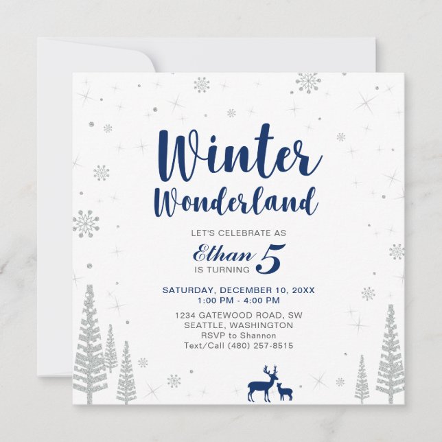 Winter Wonderland - Invitation Anniversaire de enf (Devant)