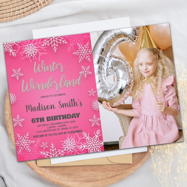 Winter Wonderland Invitations Anniversaire Photo b (Winter Wonderland Birthday Invitations White Photo)