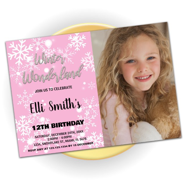 Winter Wonderland Invitations d'anniversaire avec  (Winter Wonderland Birthday Invitations with Photo)
