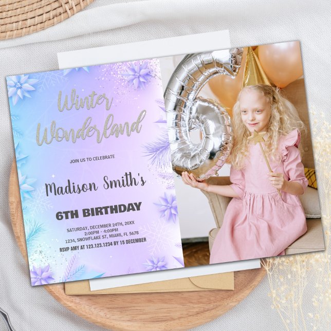 Winter Wonderland Invitations d'anniversaire avec  (Winter Wonderland Birthday Invitations with Photo)