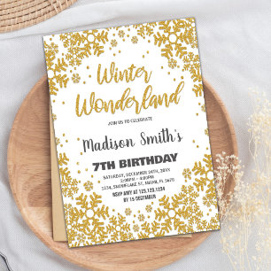 Winter Wonderland Invitations Gold Parties scintil