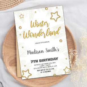 Winter Wonderland Invitations Star Gold Parties sc